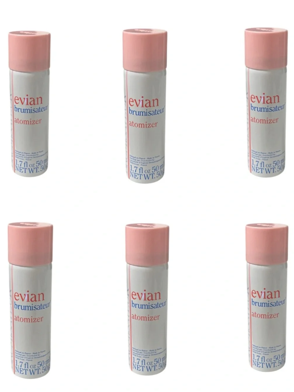 RARE VINTAGE 1980s Evian Brumisateur Atomizer Spray White Pink NEW 6 Pc Set